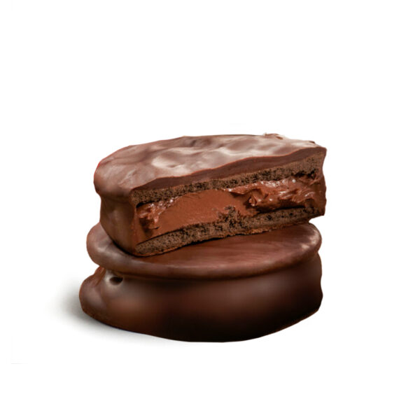 alfajor negro relleno de pasta de avellanas