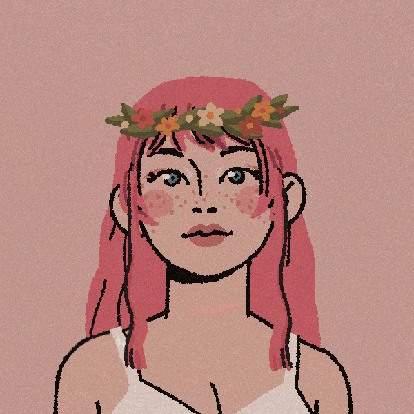 dibujo de mujer blanca con pelo rosa